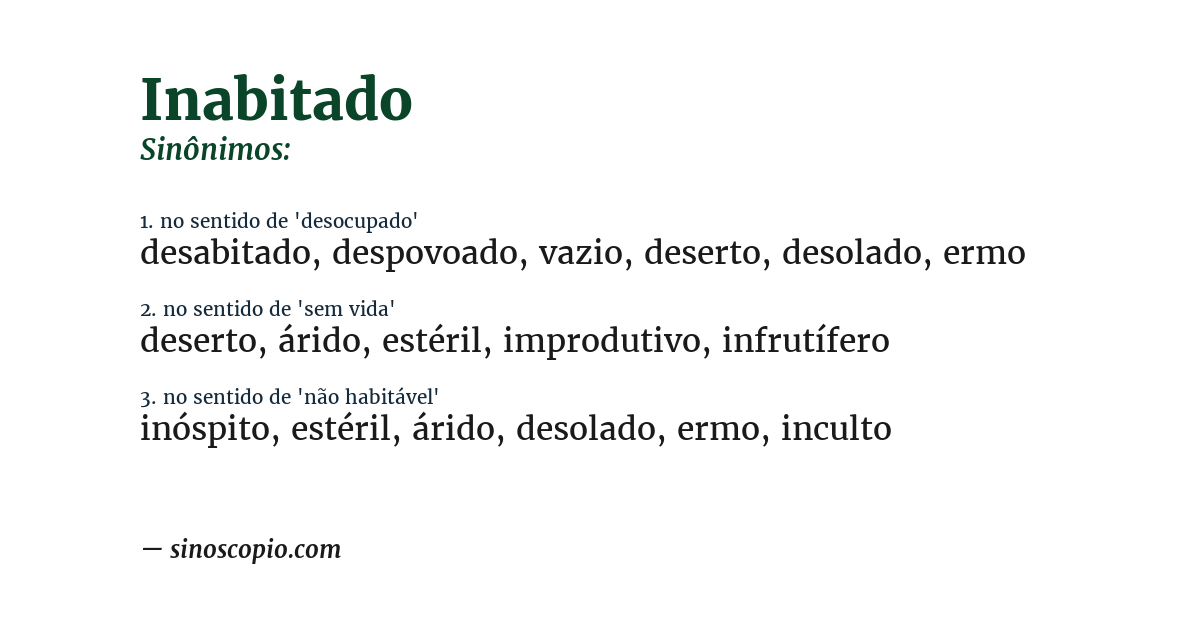 Sinônimo de inabitado