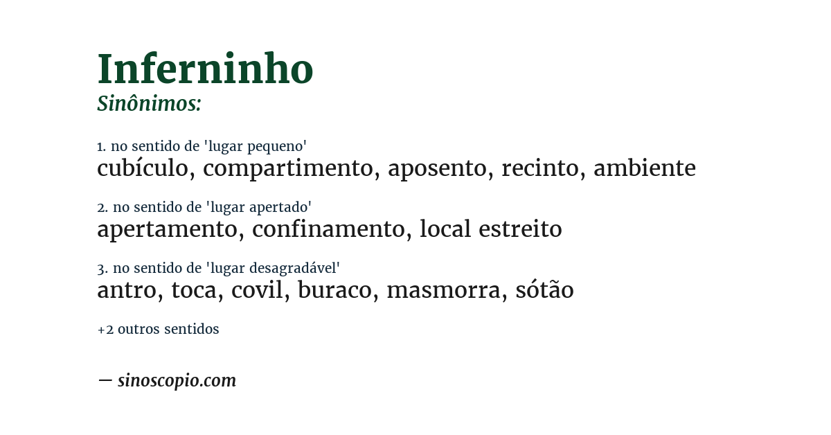 Sinônimo de inferninho