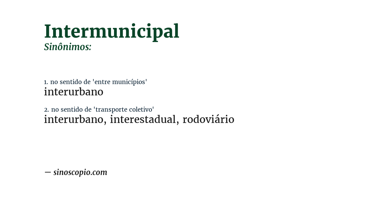 Sinônimo de intermunicipal