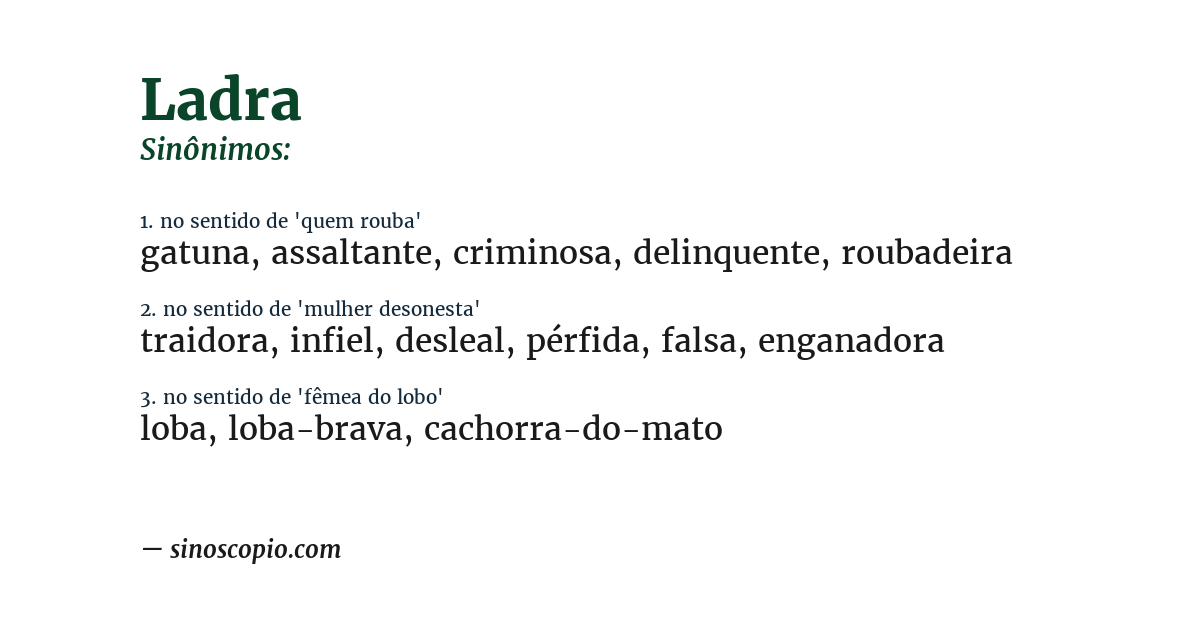 Sinônimo de ladra