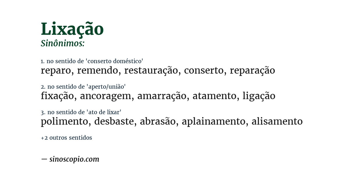 Sinônimo de lixação