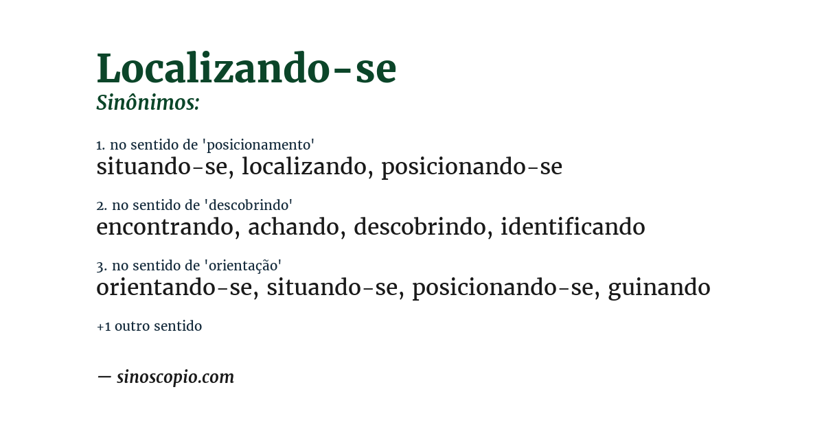 Sinônimo de localizando-se