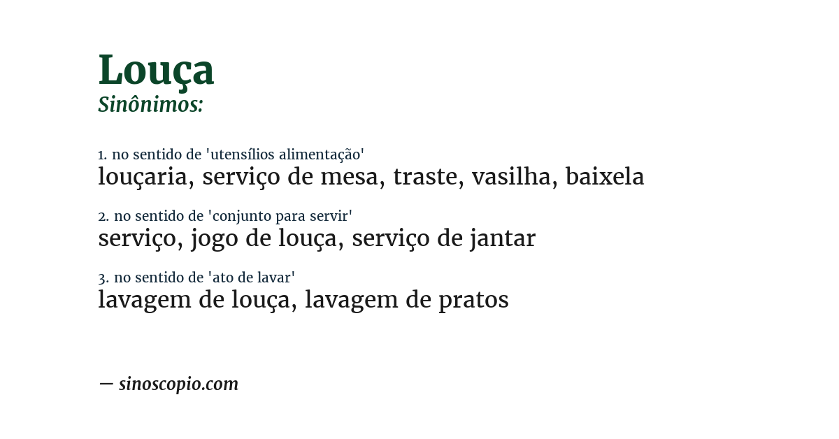 Sinônimo de louça