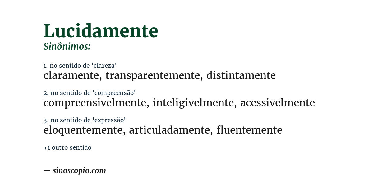 Sinônimo de lucidamente