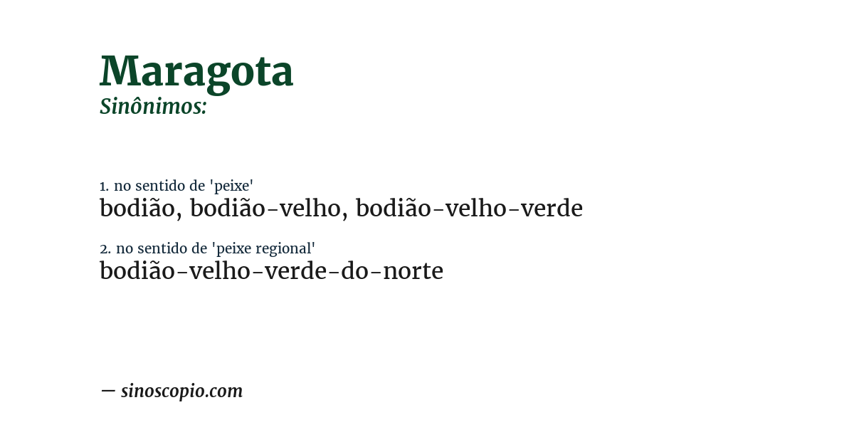 Sinônimo de maragota