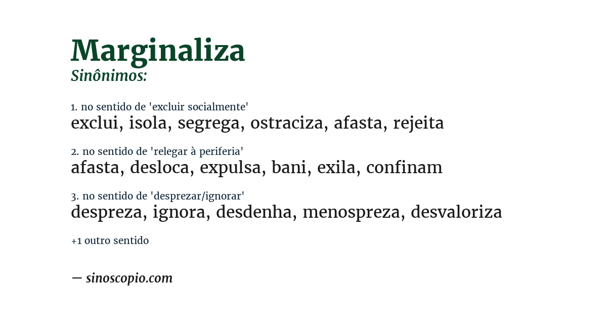 Sinônimo de marginaliza
