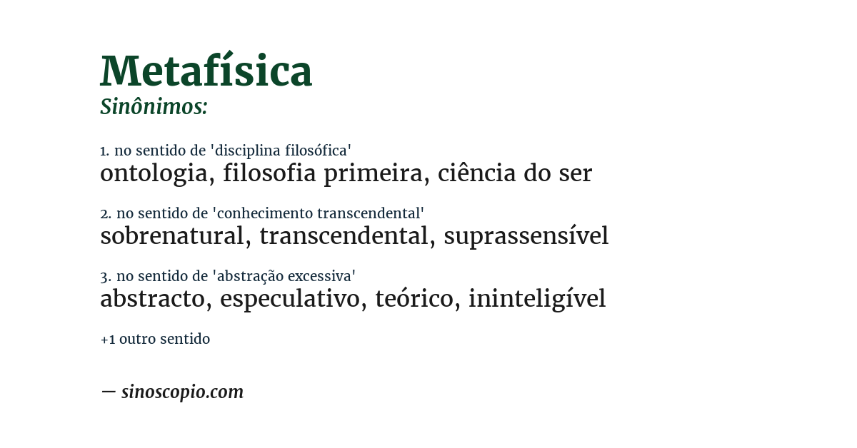 Sinônimo de metafísica