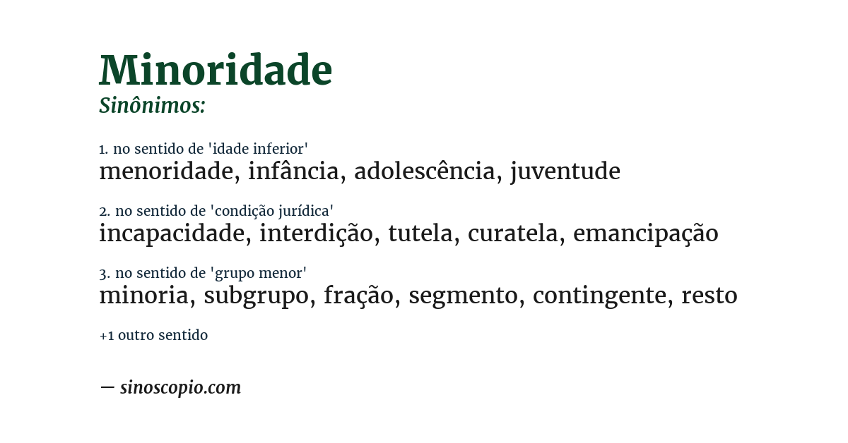 Sinônimo de minoridade