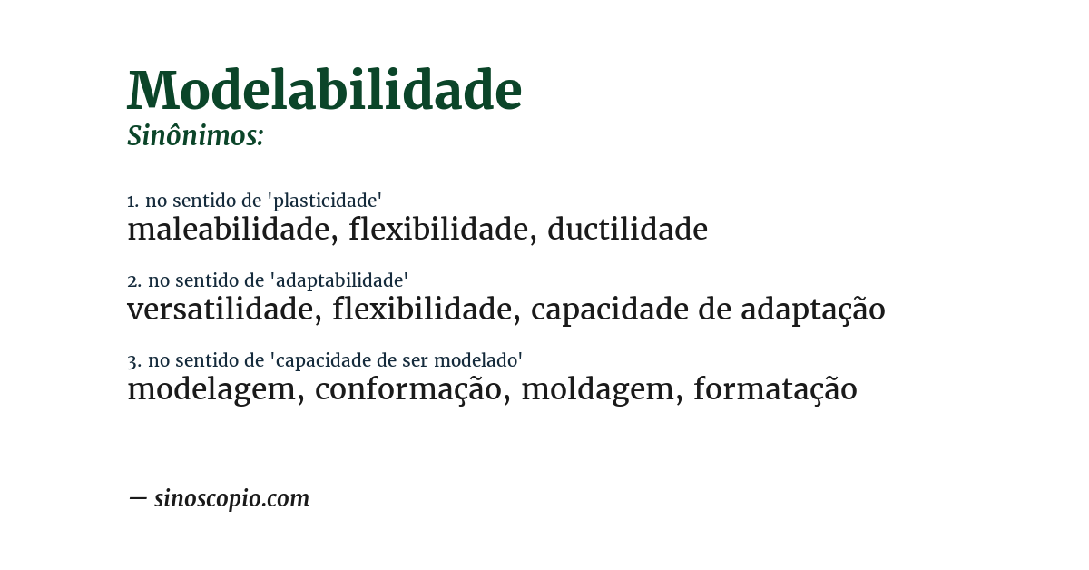 Sinônimo de modelabilidade