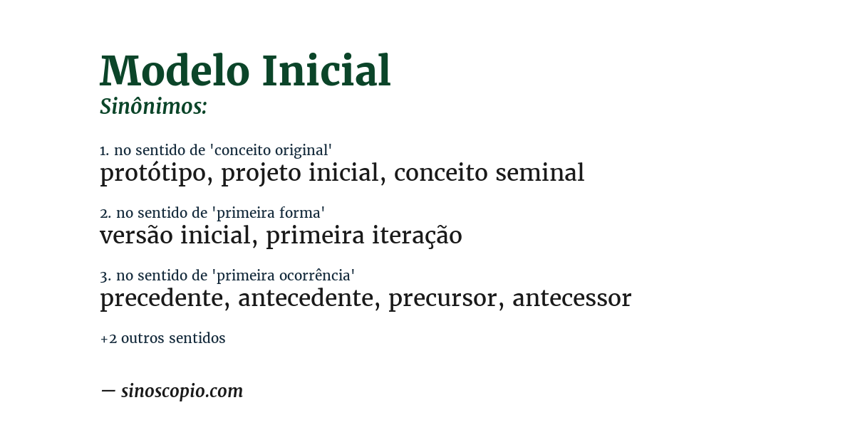 Sinônimo de modelo inicial