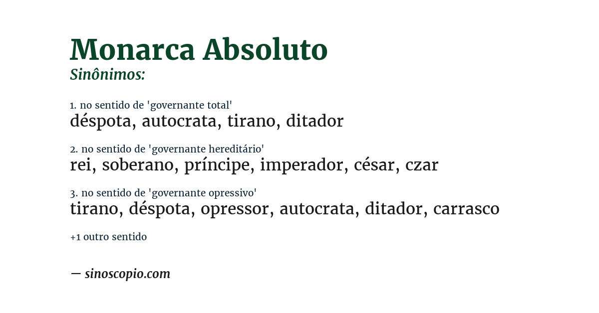 Sinônimo de monarca absoluto