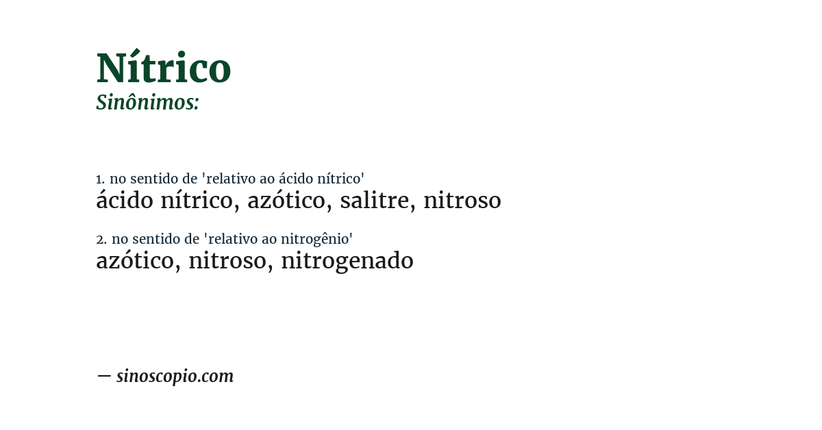 Sinônimo de nítrico
