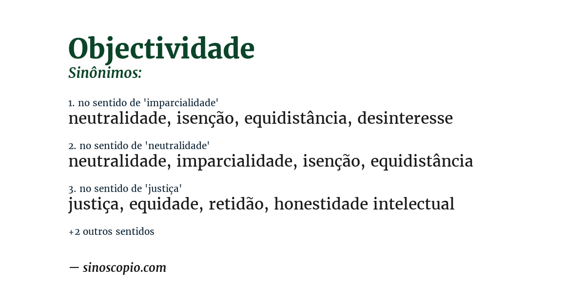 Sinônimo de objectividade