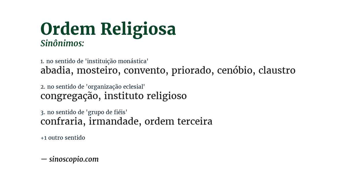 Sinônimo de ordem religiosa