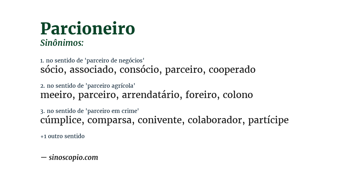 Sinônimo de parcioneiro