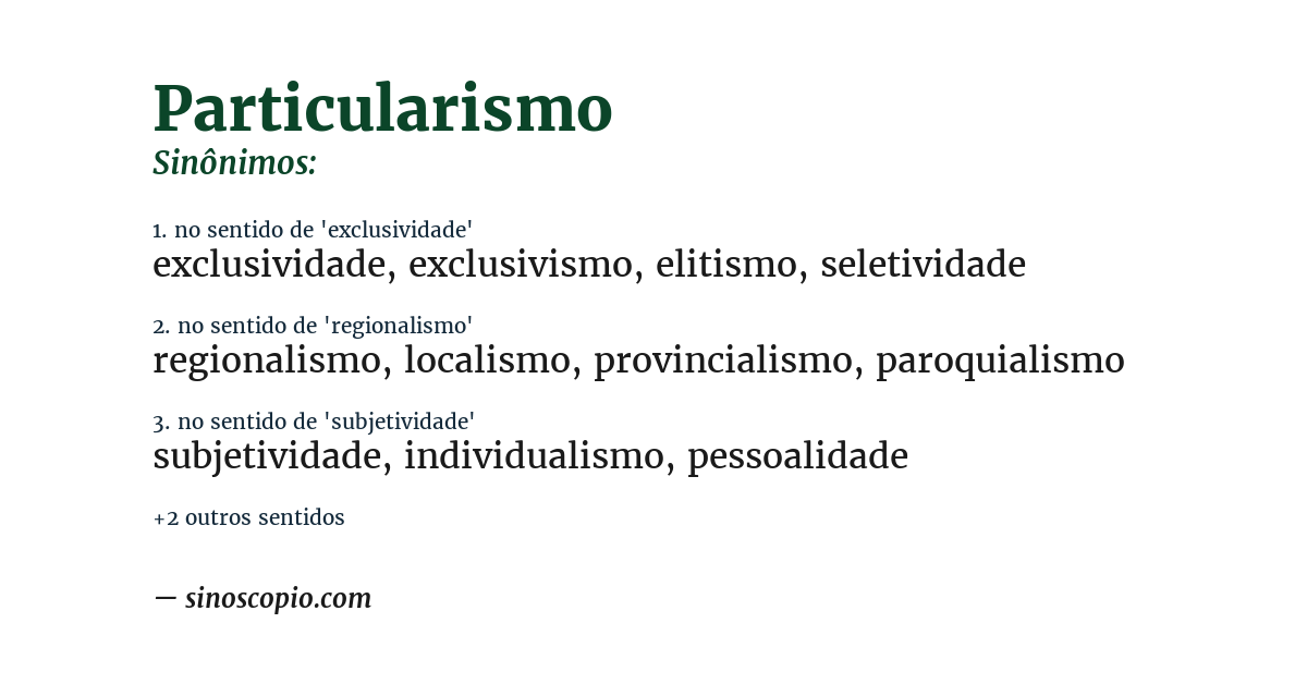 Sinônimo de particularismo