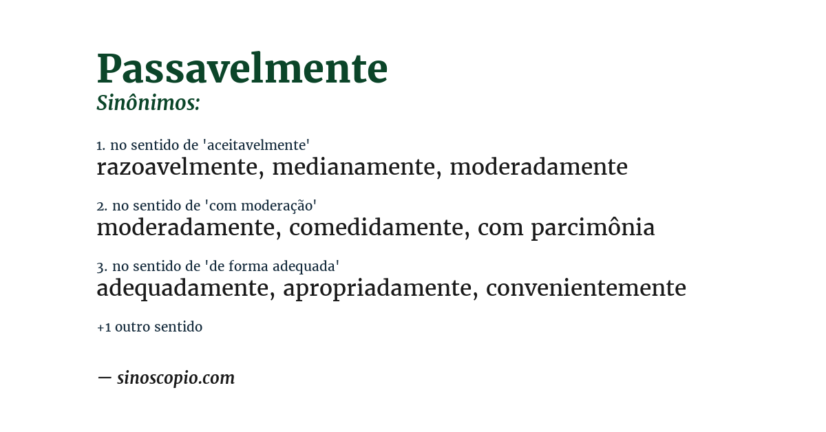 Sinônimo de passavelmente