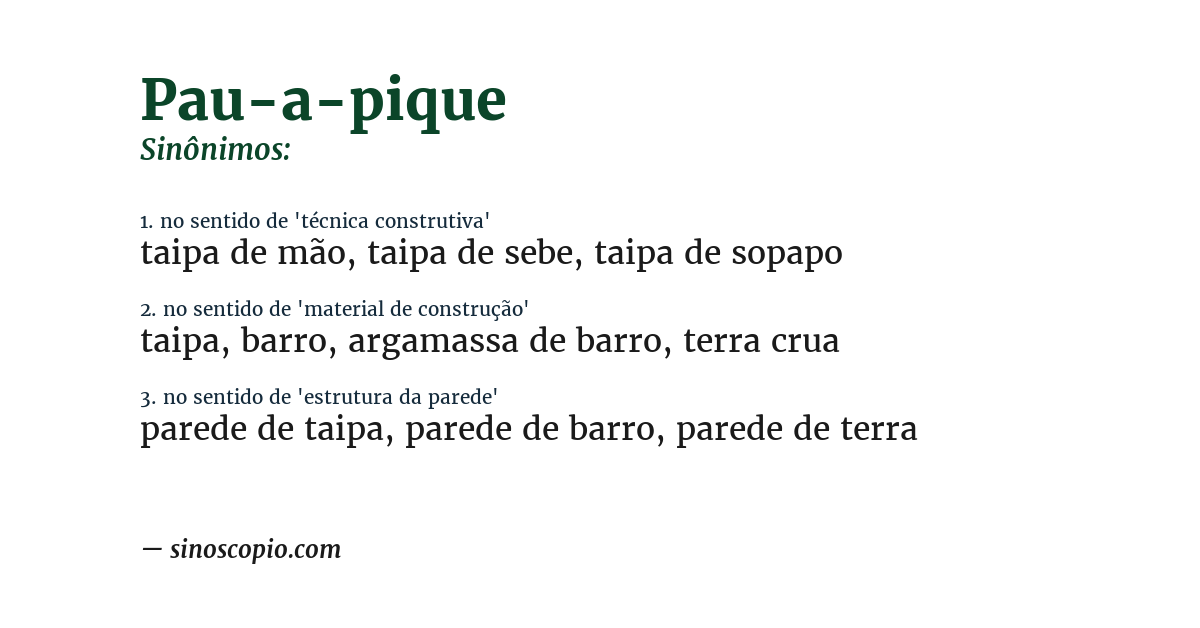 Sinônimo de pau-a-pique