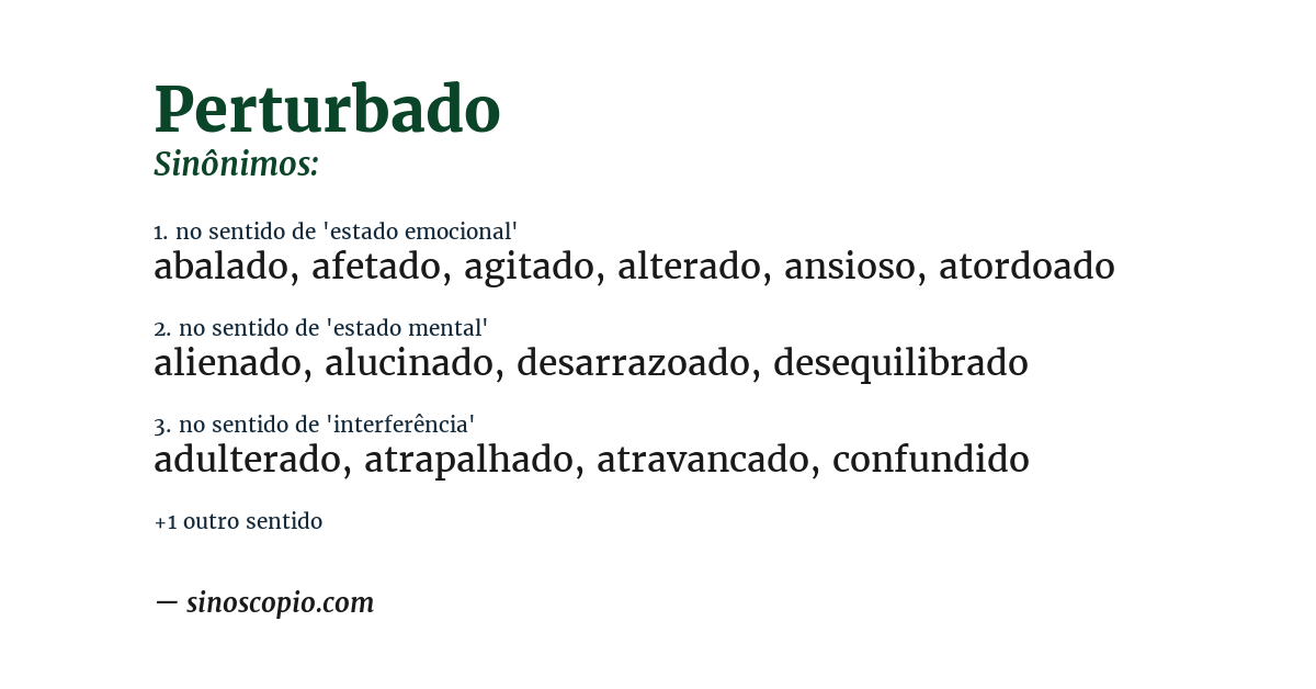 Sinônimo de perturbado