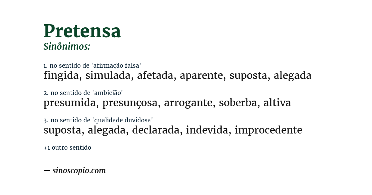 Sinônimo de pretensa