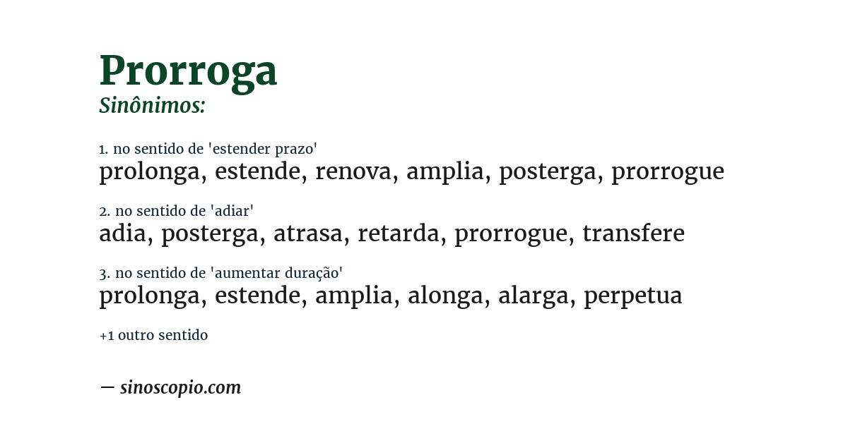 Sinônimo de prorroga