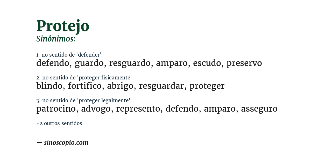 Sinônimo de protejo
