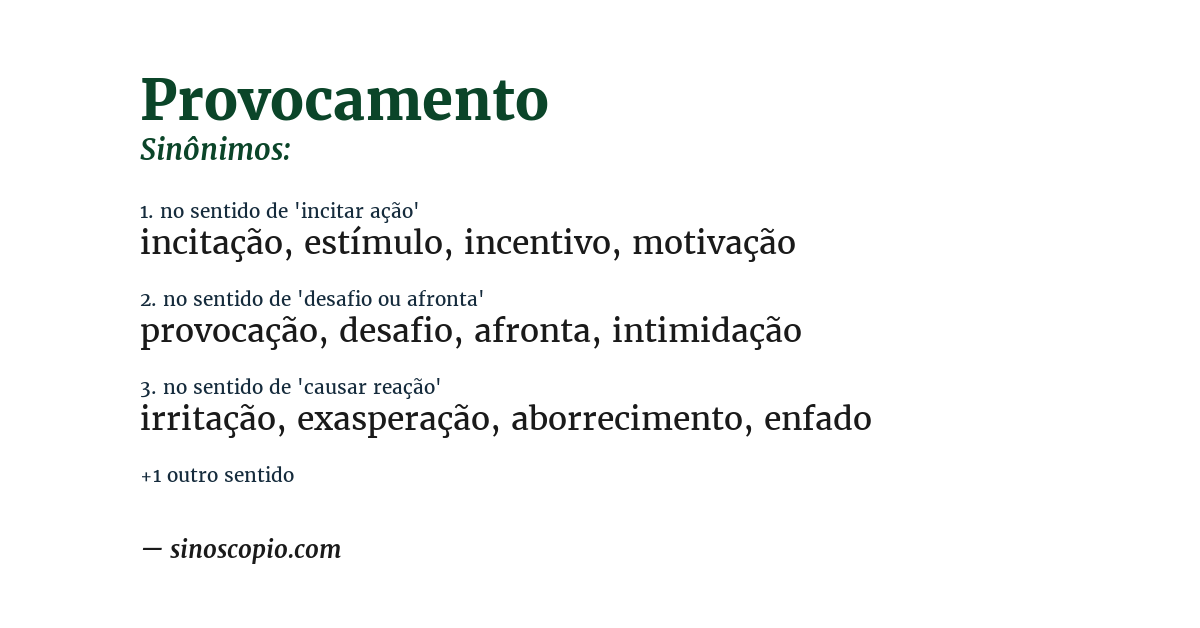 Sinônimo de provocamento