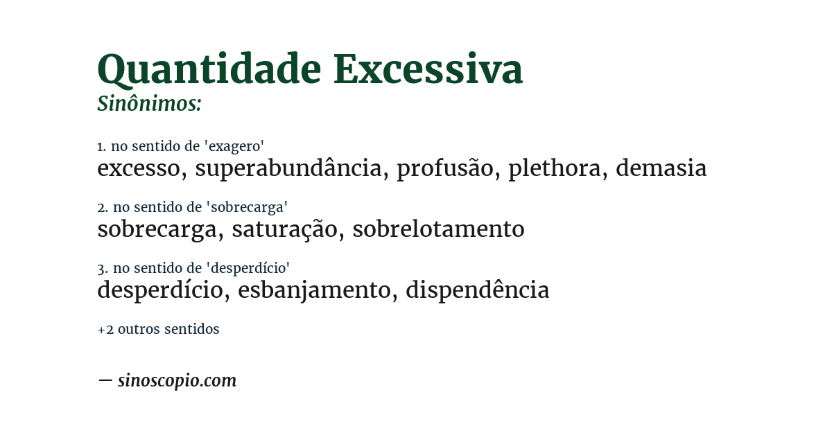 Sinônimo de quantidade excessiva