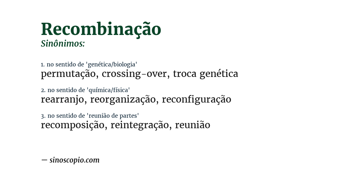 Sinônimo de recombinação