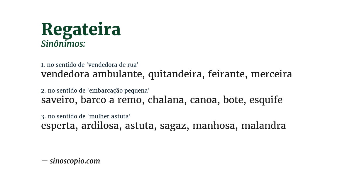 Sinônimo de regateira