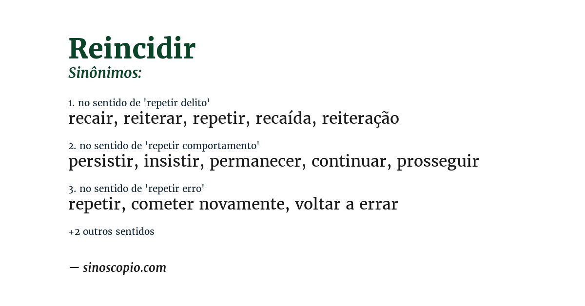 Sinônimo de reincidir