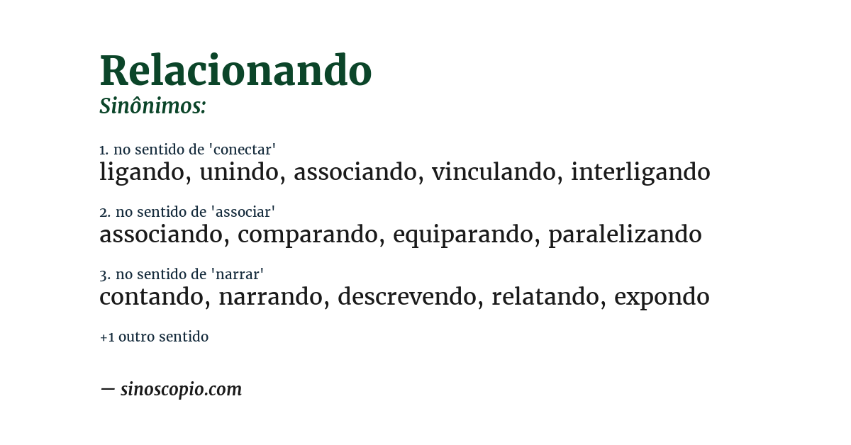 Sinônimo de relacionando