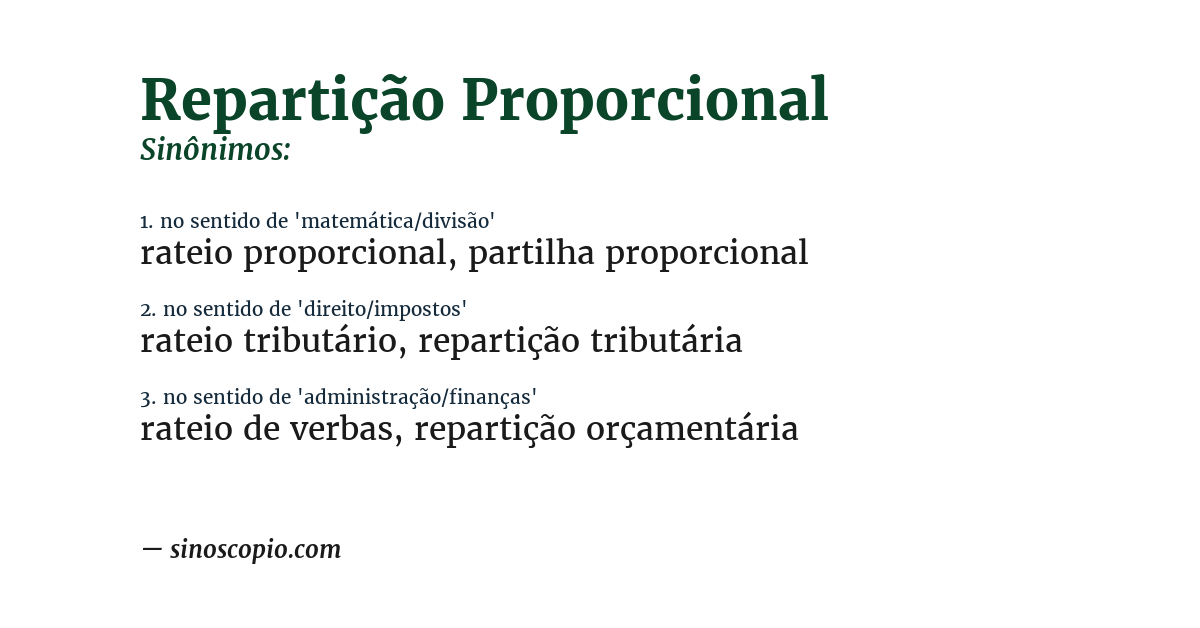 Sinônimo de repartição proporcional