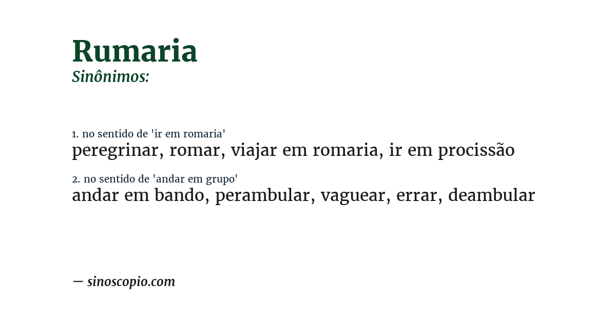 Sinônimo de rumaria