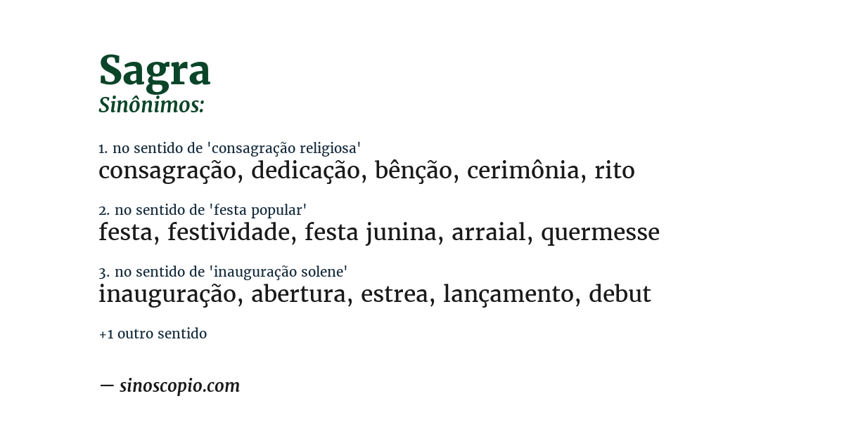 Sinônimo de sagra