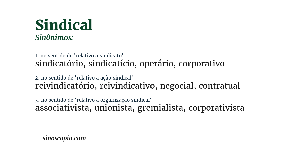 Sinônimo de sindical