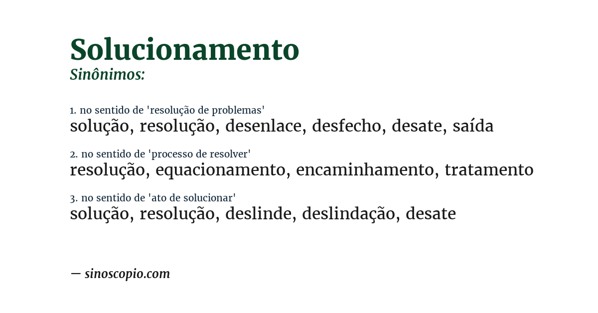 Sinônimo de solucionamento