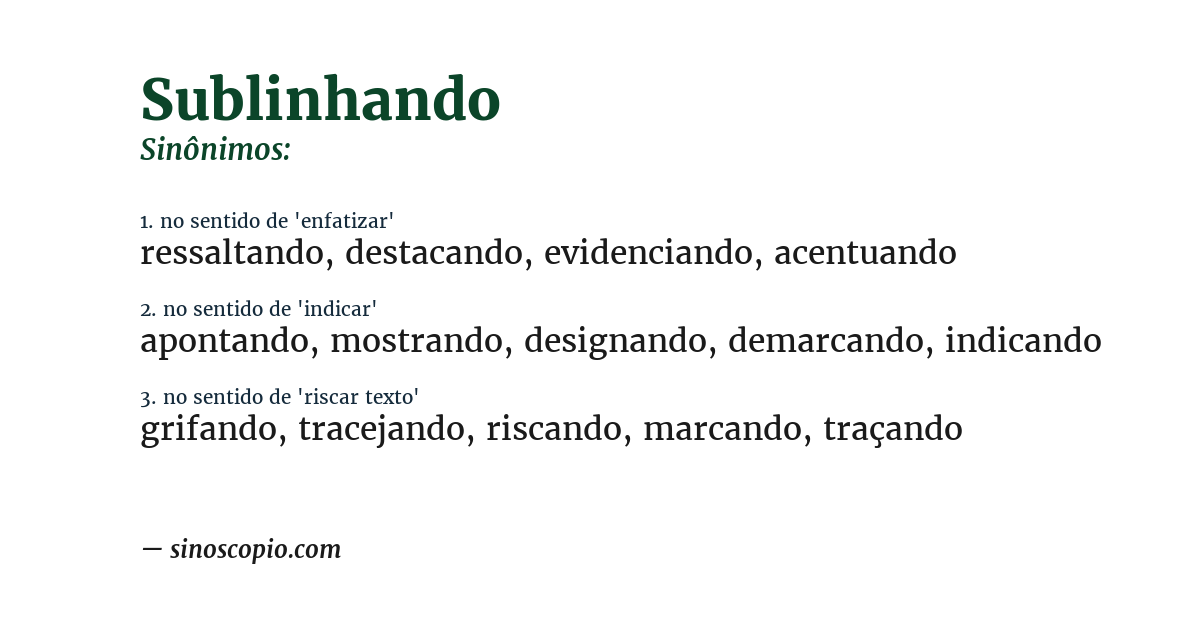 Sinônimo de sublinhando