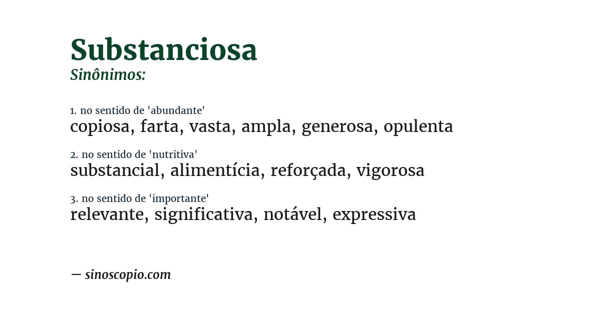 Sinônimo de substanciosa