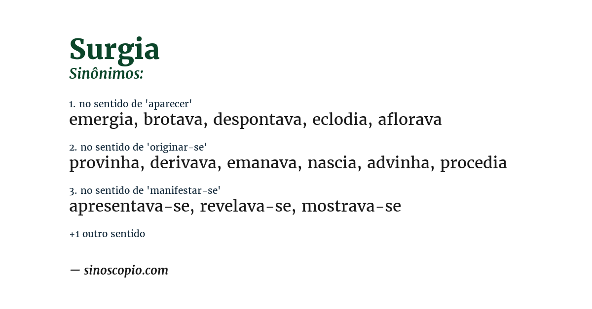 Sinônimo de surgia