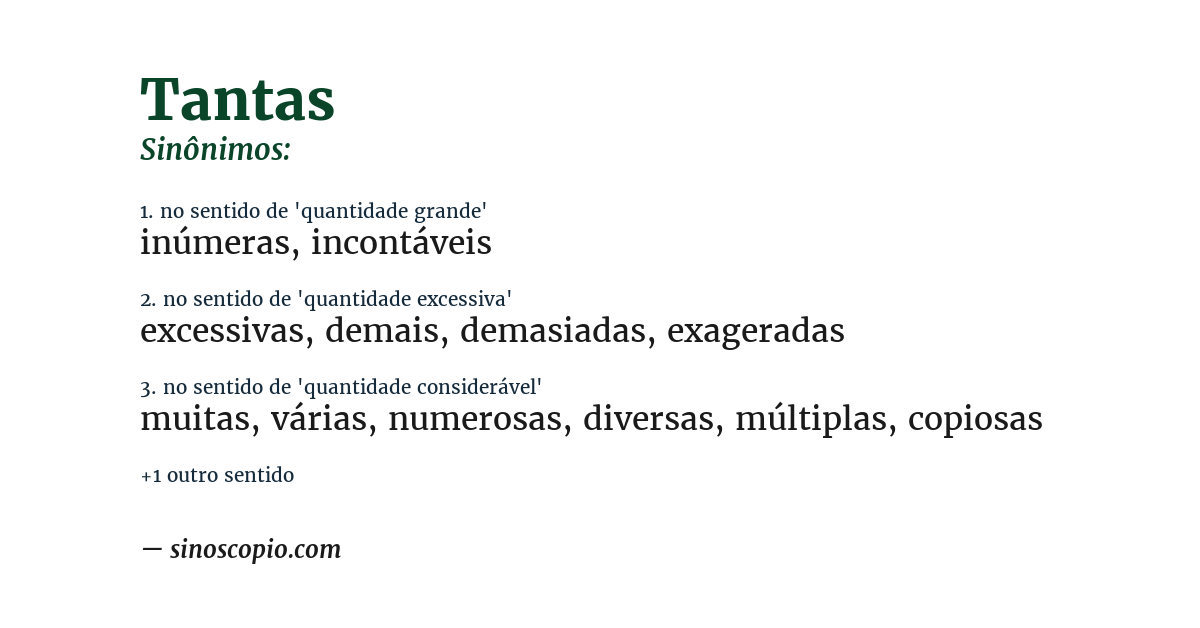 Sinônimo de tantas