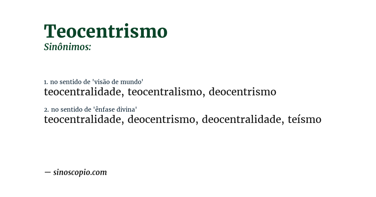 Sinônimo de teocentrismo