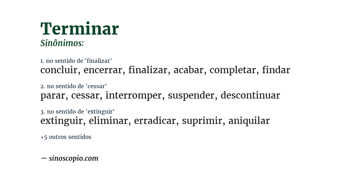 Sinônimo de terminar