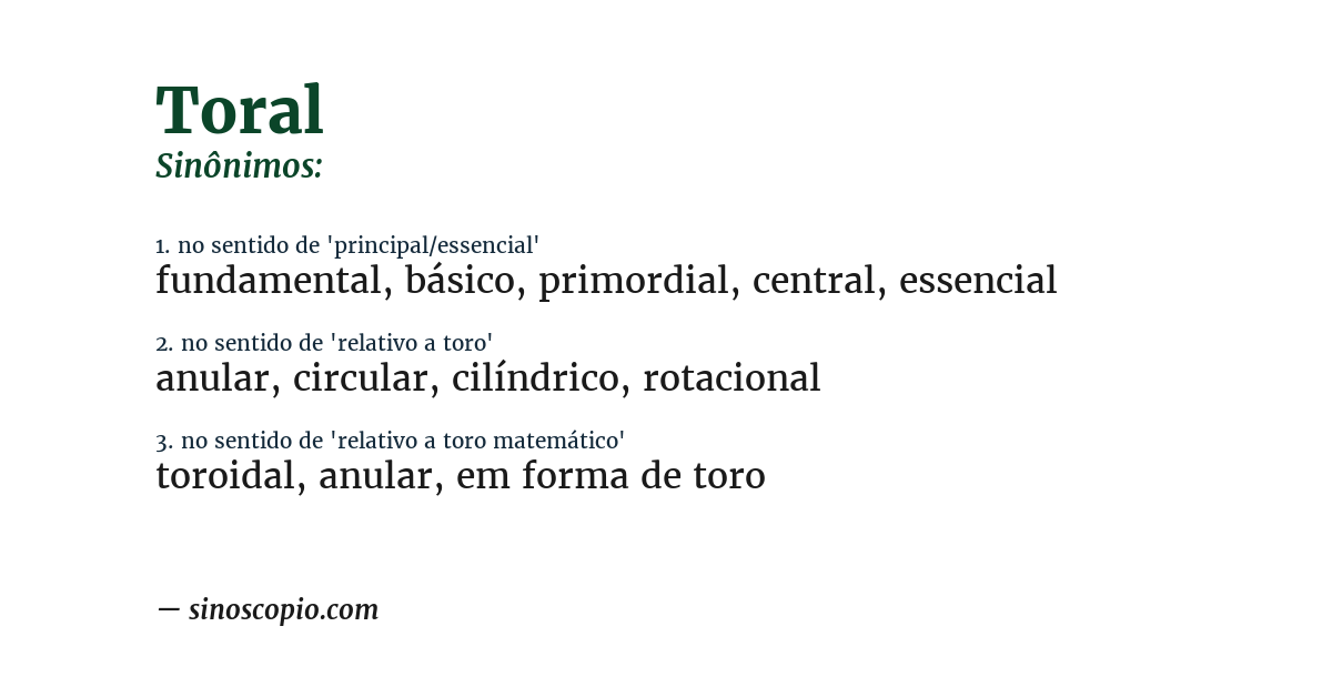 Sinônimo de toral