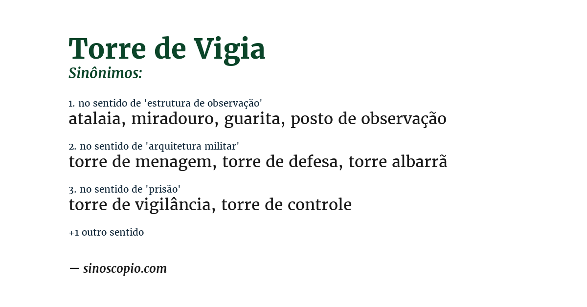 Sinônimo de torre de vigia