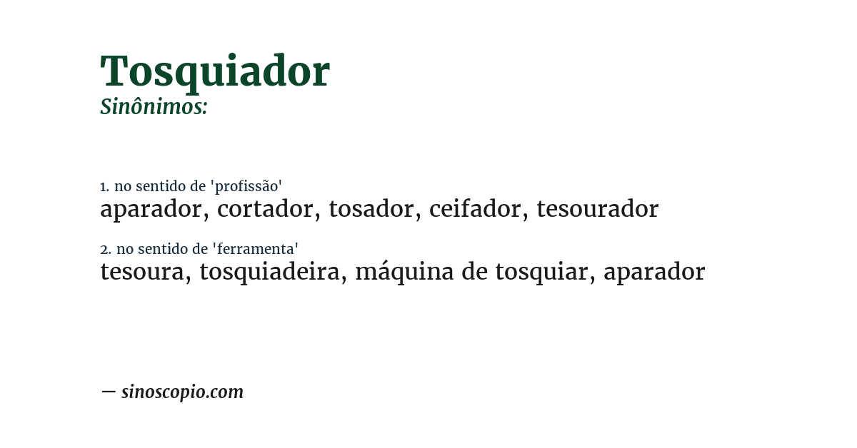 Sinônimo de tosquiador