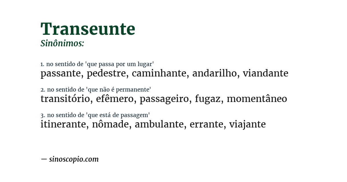 Sinônimo de transeunte