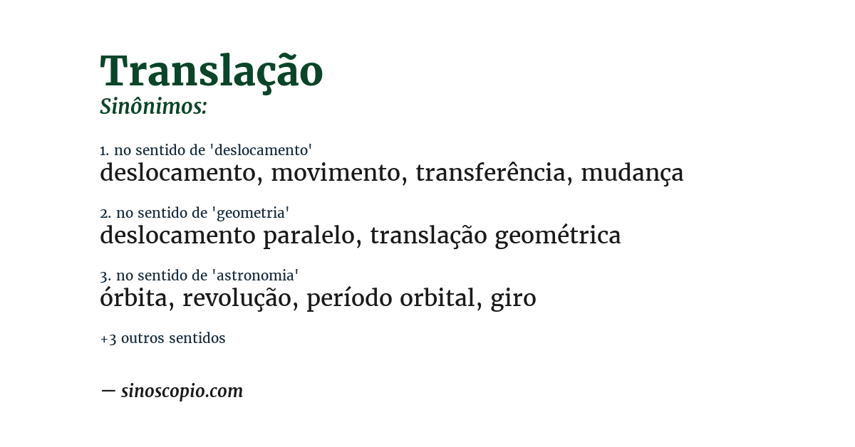 Sinônimo de translação