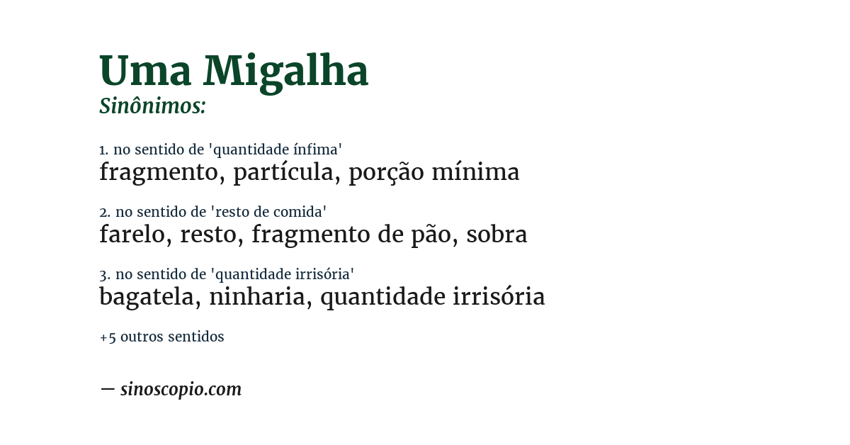 Sinônimo de uma migalha
