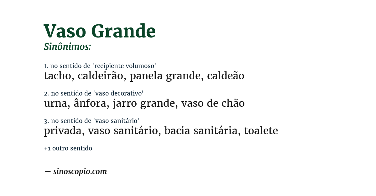 Sinônimo de vaso grande